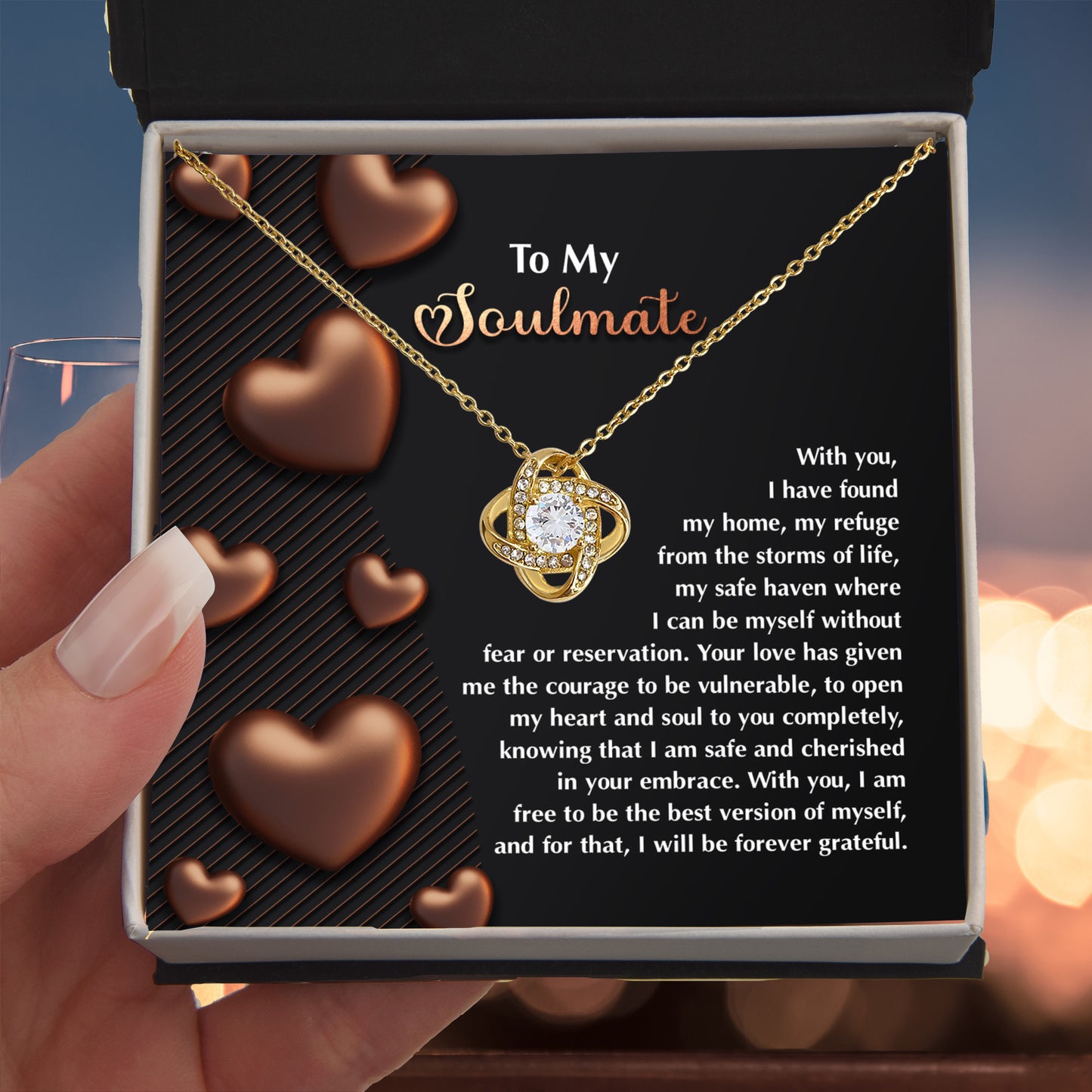 To My Soulmate - Love Knot Necklace – A Heartfelt Valentine’s Day Gift for Your Safe Haven and Forever Love