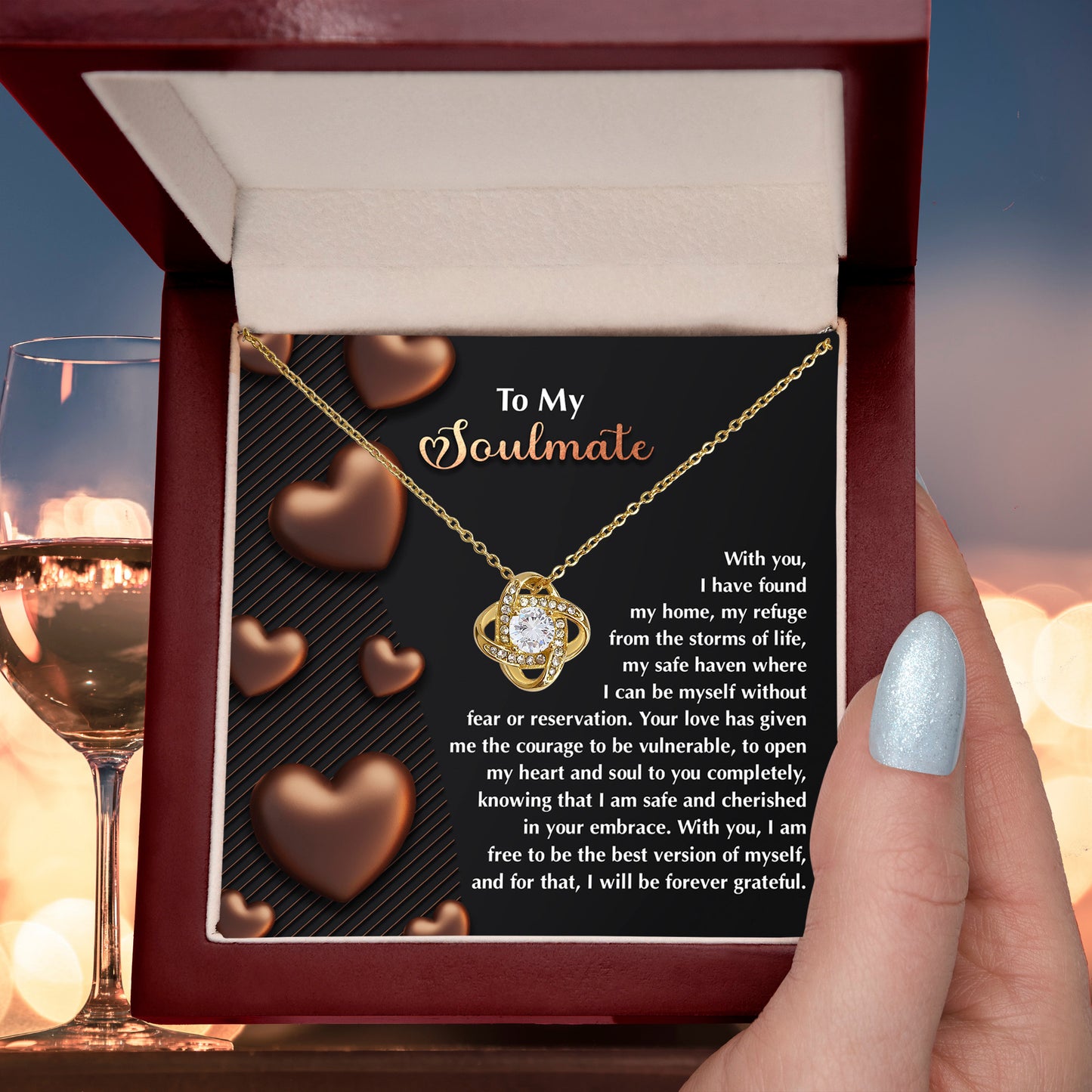 To My Soulmate - Love Knot Necklace – A Heartfelt Valentine’s Day Gift for Your Safe Haven and Forever Love