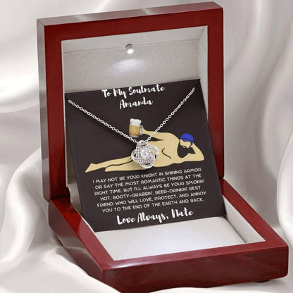 Soulmate Gift Knight in Shining Armor Personalized Love Knot Necklace - Mallard Moon Gift Shop