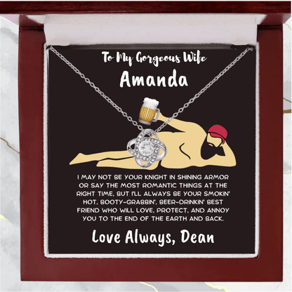 Soulmate Gift Knight in Shining Armor Personalized Love Knot Necklace - Mallard Moon Gift Shop