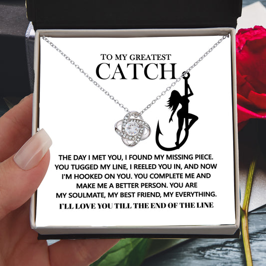 Gift for Soulmate - Hooked On You - Love Knot Pendant Necklace