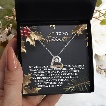 To My Soulmate - We Were Written In The Stars Romantic Christmas Anniversary Heart Pendant Necklace for Wife Girlfriend Jewelry