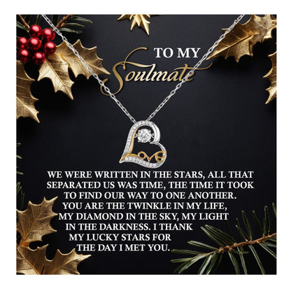 To My Soulmate - We Were Written In The Stars Romantic Christmas Anniversary Heart Pendant Necklace for Wife Girlfriend Jewelry