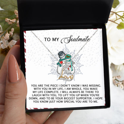 To My Soulmate You Are the Missing Piece Christmas Anniversary Heart Pendant Necklace for Wife Girlfriend Jewelry