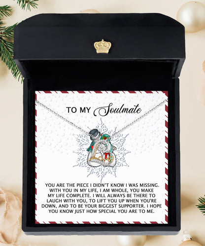 To My Soulmate You Are the Missing Piece Christmas Anniversary Heart Pendant Necklace for Wife Girlfriend Jewelry