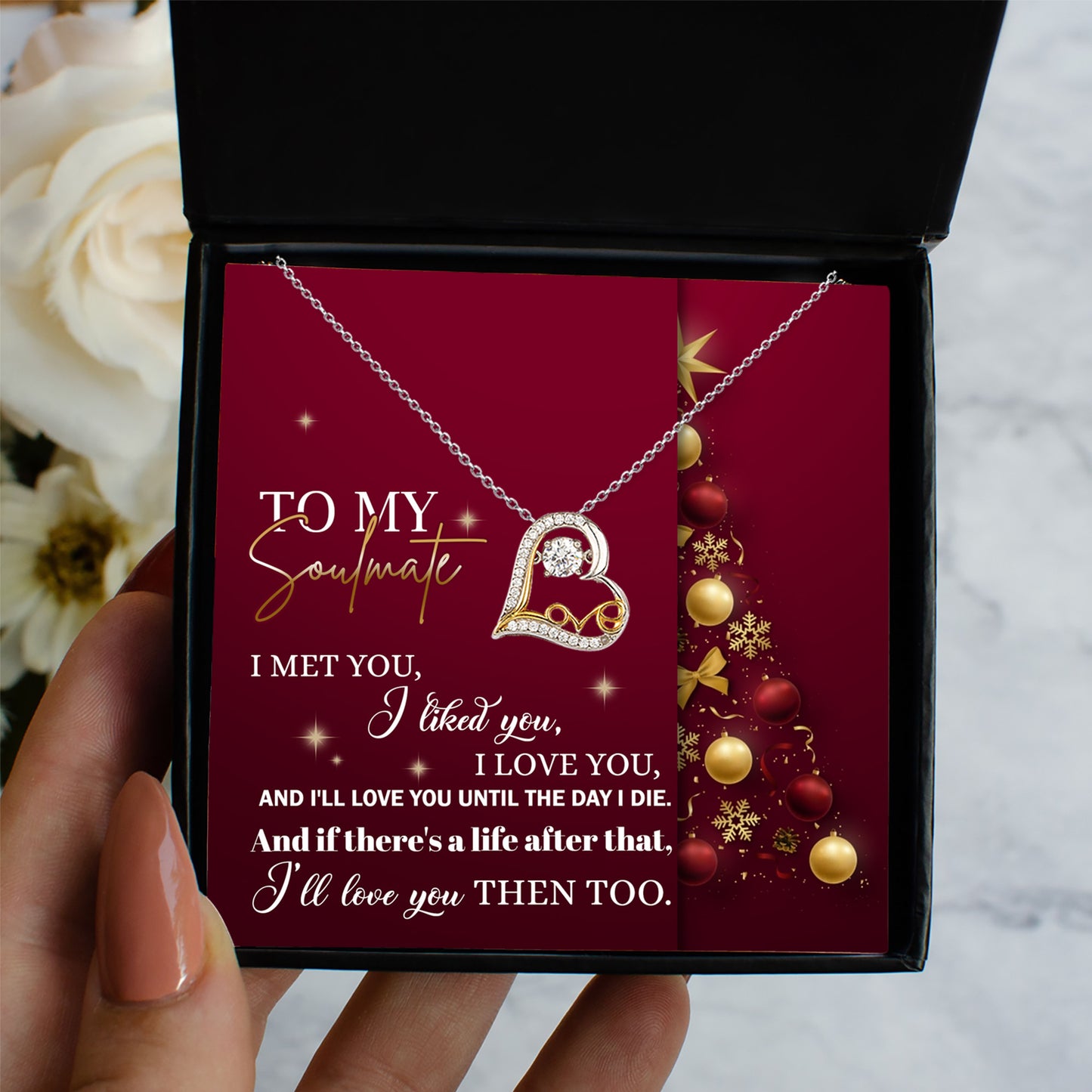 To My Soulmate I Love You Until the Day I Die Christmas Anniversary Heart Pendant Necklace for Wife Girlfriend Jewelry