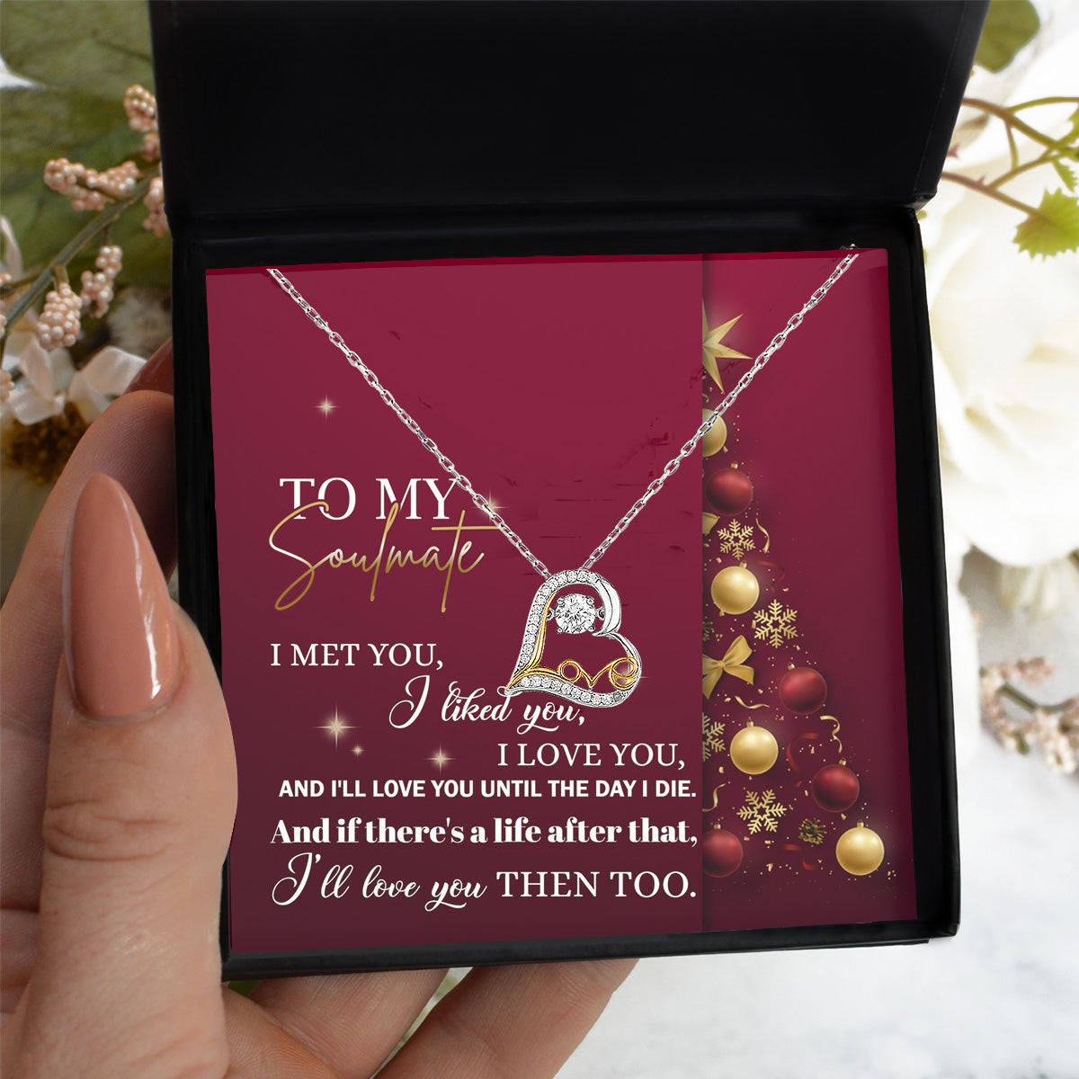 To My Soulmate I Love You Until the Day I Die Christmas Anniversary Heart Pendant Necklace for Wife Girlfriend Jewelry