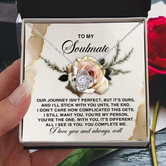 Gift for Soulmate - You Complete Me - Love Knot Pendant Necklace