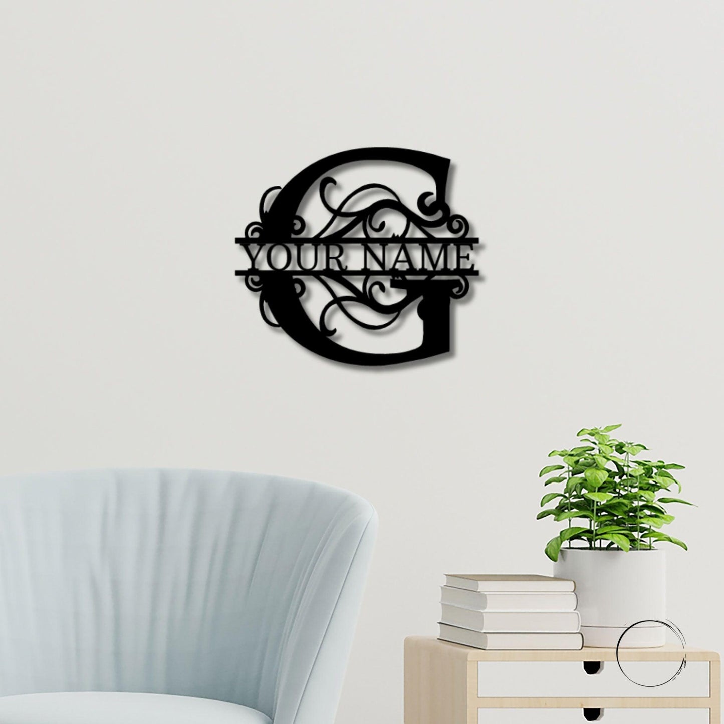 Split Letter Monogram Custom Name Indoor Outdoor Steel Wall Sign - Mallard Moon Gift Shop
