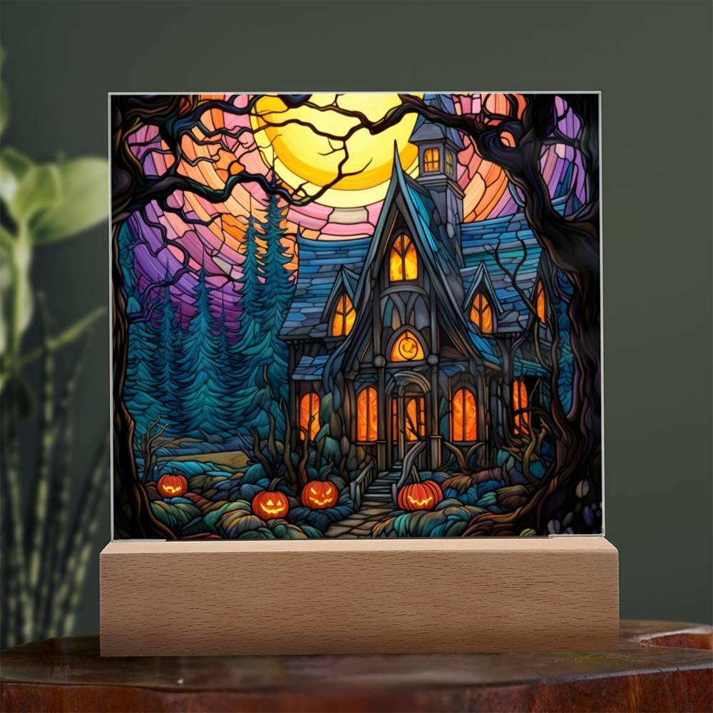 Spooky Halloween Mansion Acrylic Plaque Decor - Mallard Moon Gift Shop