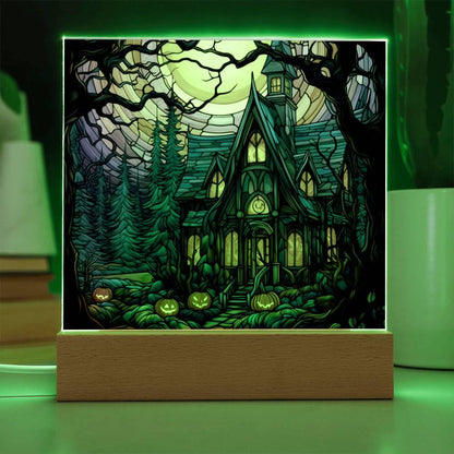 Spooky Halloween Mansion Acrylic Plaque Decor - Mallard Moon Gift Shop