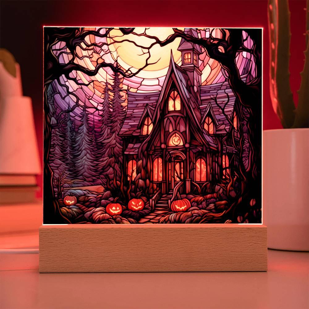 Spooky Halloween Mansion Acrylic Plaque Decor - Mallard Moon Gift Shop