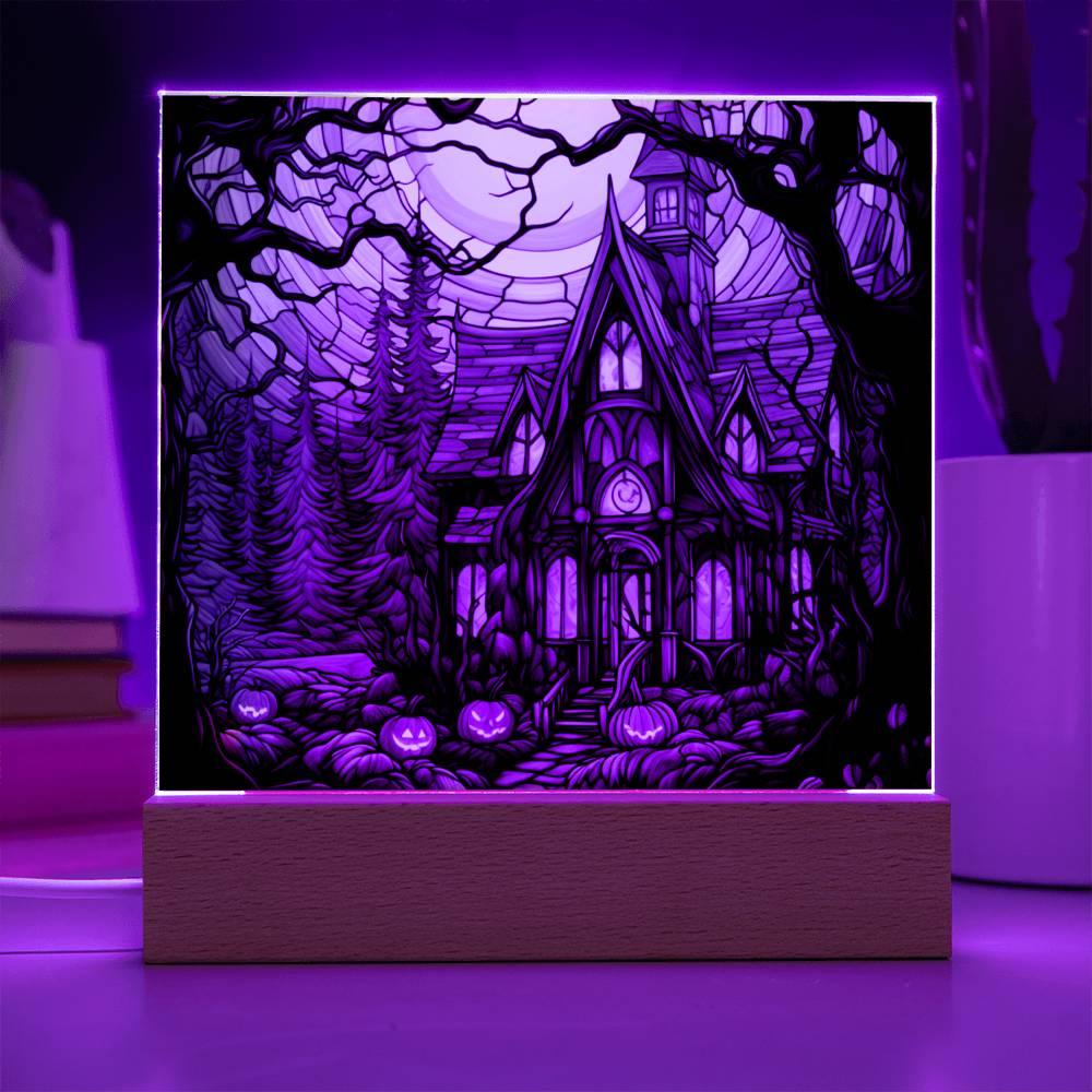 Spooky Halloween Mansion Acrylic Plaque Decor - Mallard Moon Gift Shop