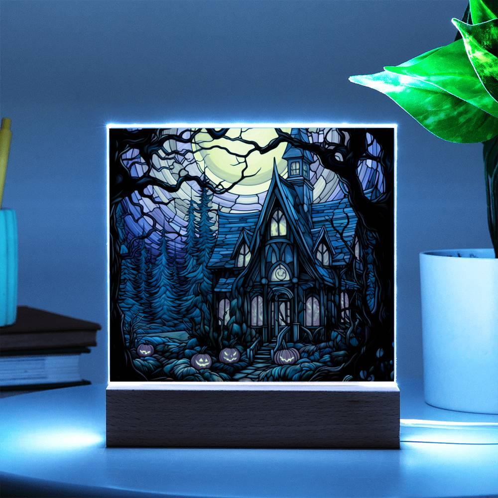 Spooky Halloween Mansion Acrylic Plaque Decor - Mallard Moon Gift Shop