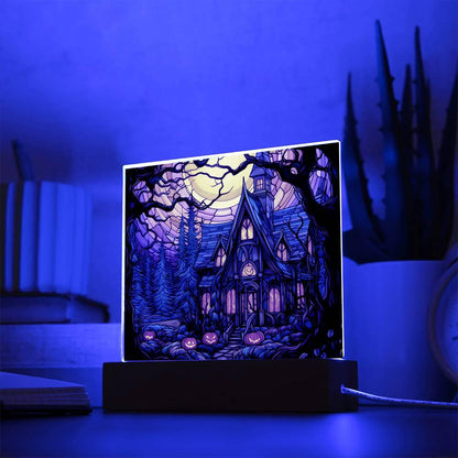 Spooky Halloween Mansion Acrylic Plaque Decor - Mallard Moon Gift Shop