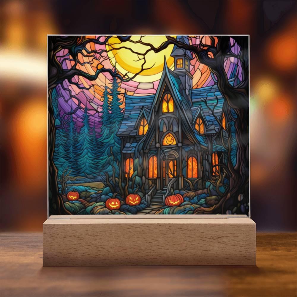 Spooky Halloween Mansion Acrylic Plaque Decor - Mallard Moon Gift Shop