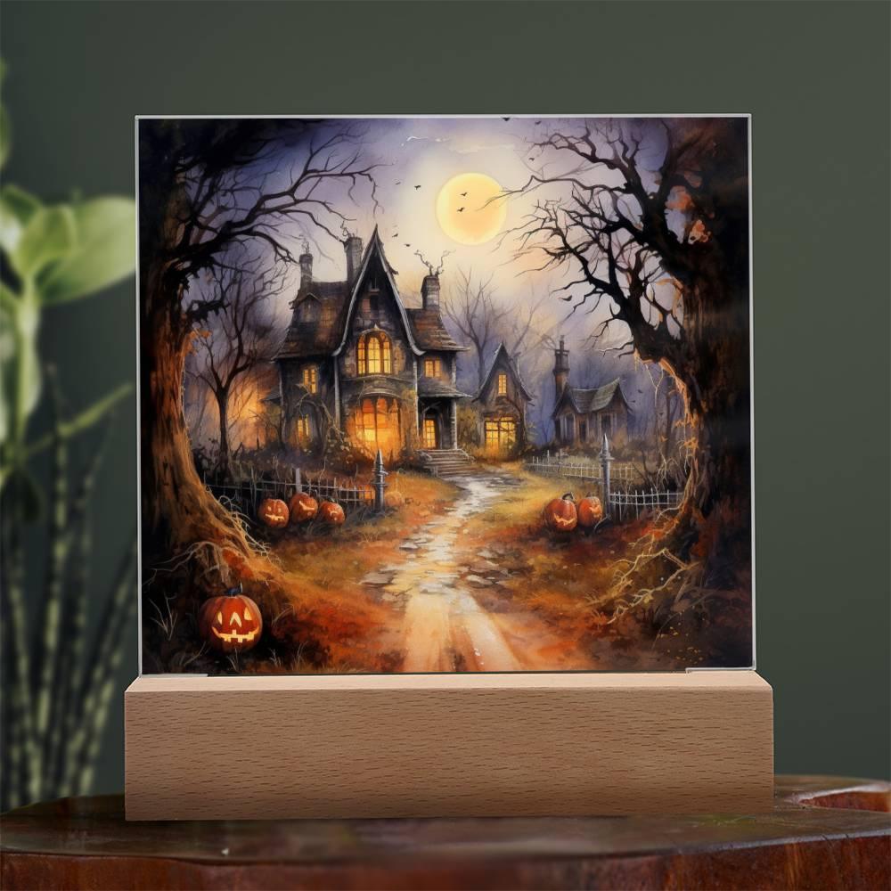 Spooky Manor: Halloween's Finest Acrylic Plaque Decor - Mallard Moon Gift Shop