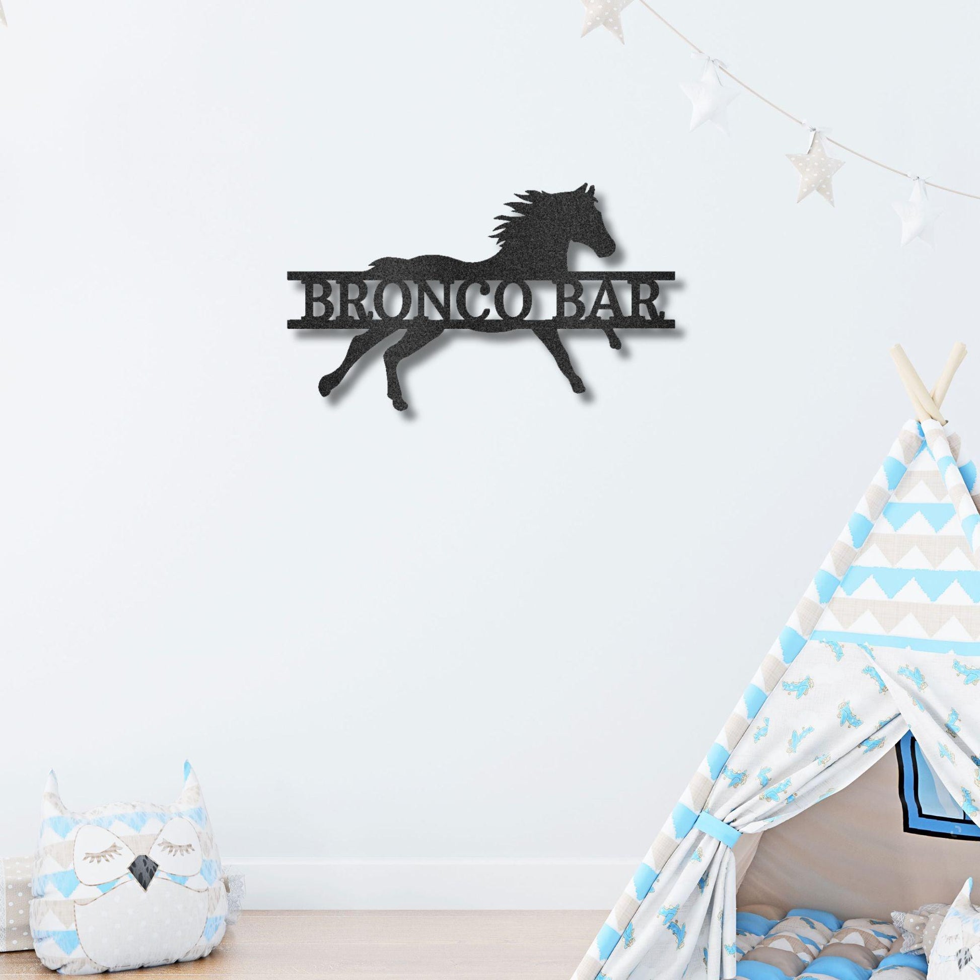 Sprinting Horse Custom Name Metal Art Wall Sign - Mallard Moon Gift Shop