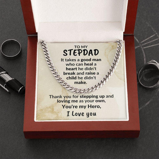 Stepdad Gift - You're My Hero Cuban Link Necklace - Mallard Moon Gift Shop