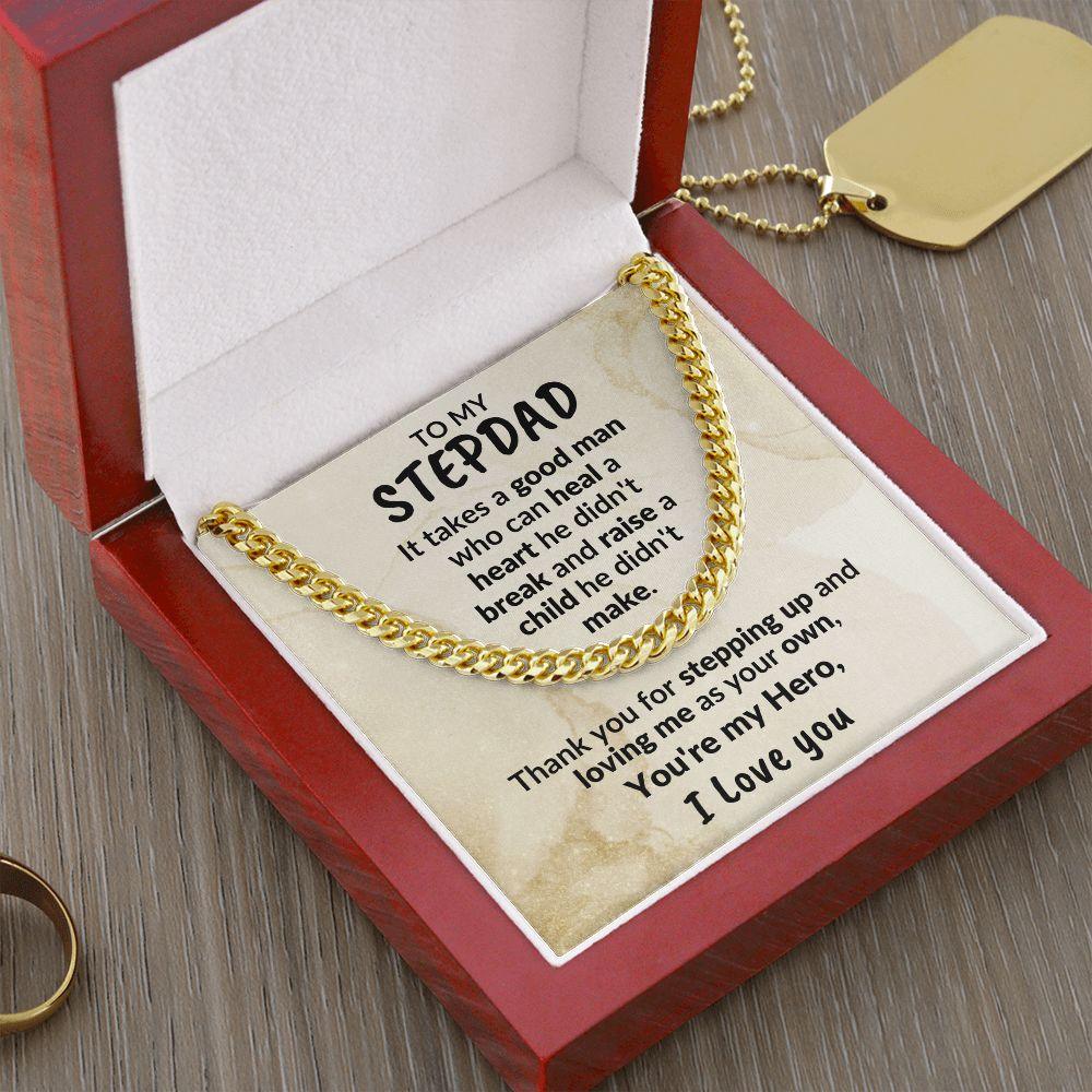 Stepdad Gift - You're My Hero Cuban Link Necklace - Mallard Moon Gift Shop