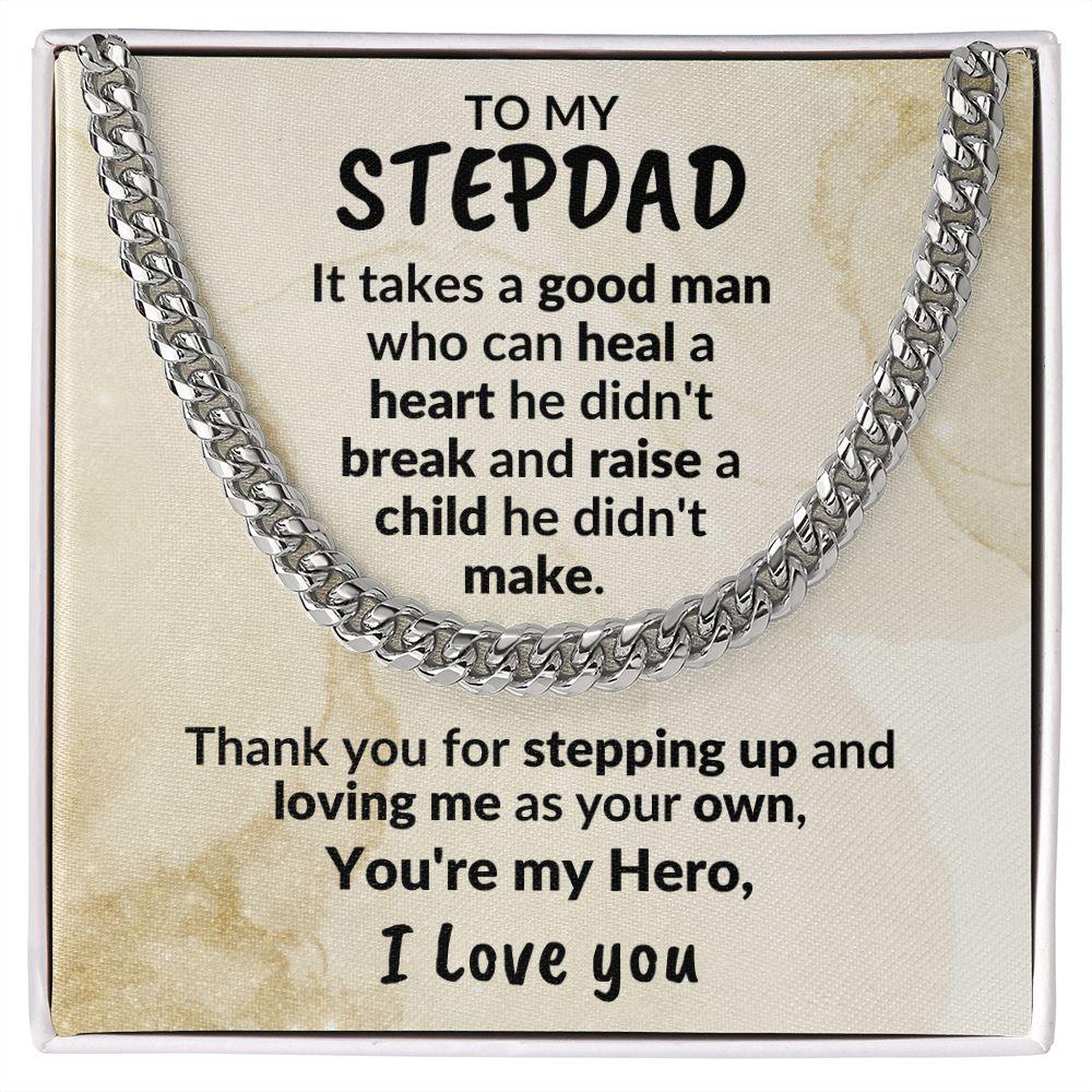 Stepdad Gift - You're My Hero Cuban Link Necklace - Mallard Moon Gift Shop