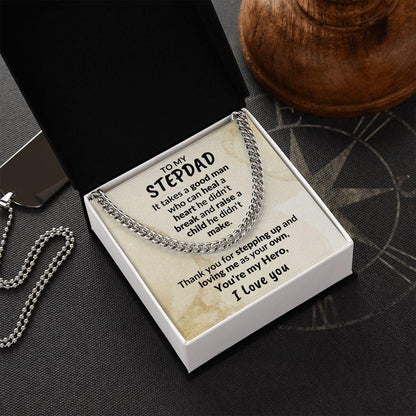 Stepdad Gift - You're My Hero Cuban Link Necklace - Mallard Moon Gift Shop