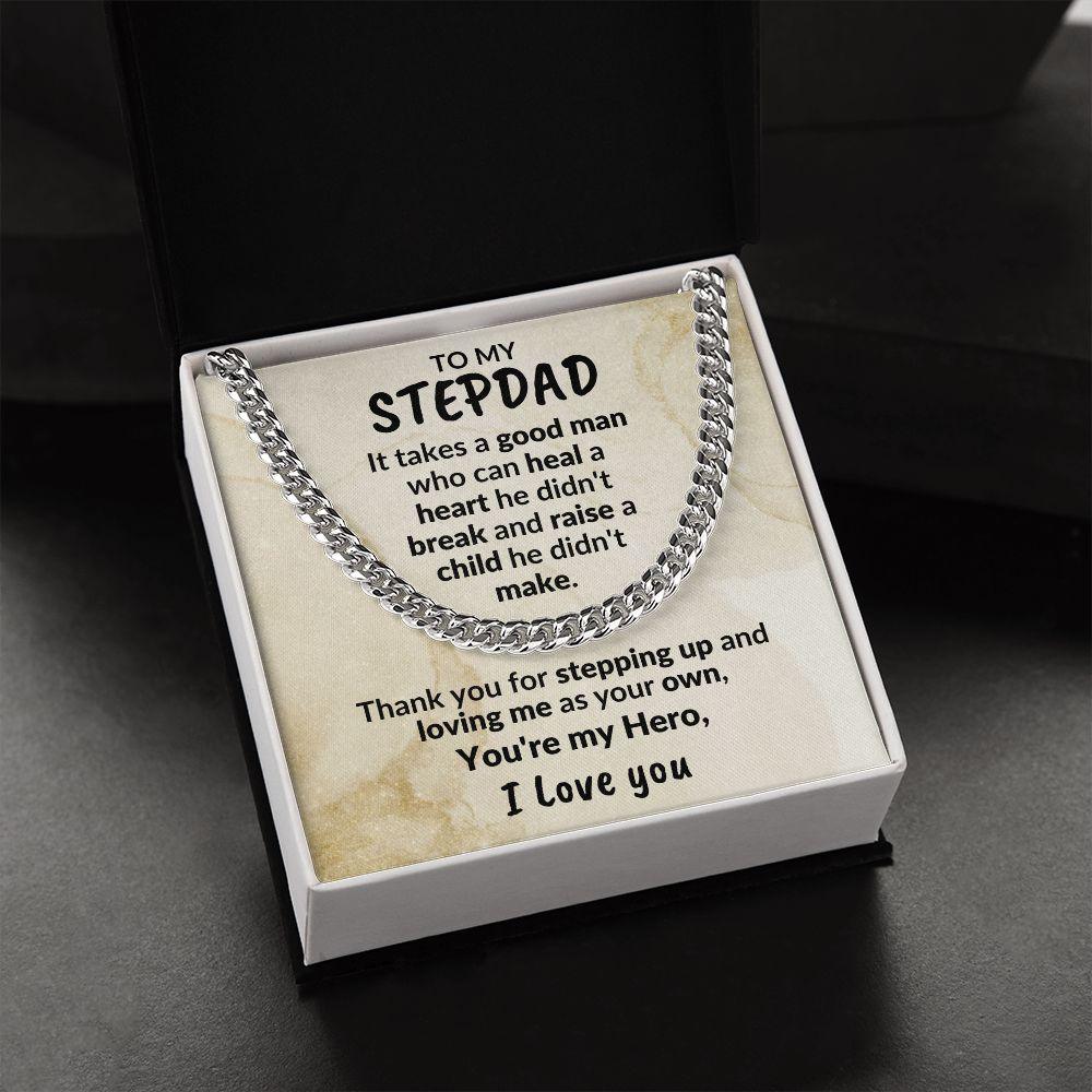 Stepdad Gift - You're My Hero Cuban Link Necklace - Mallard Moon Gift Shop