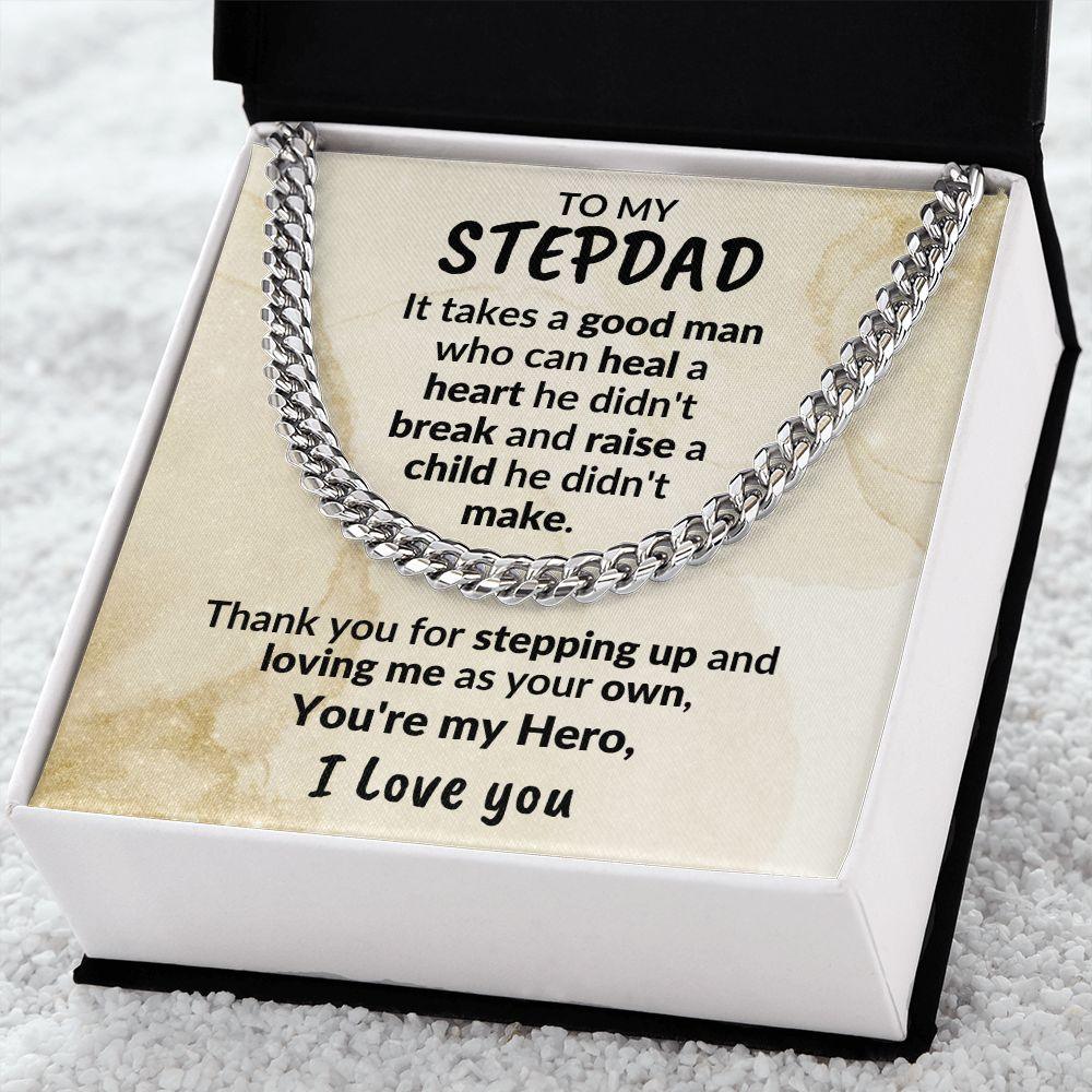 Stepdad Gift - You're My Hero Cuban Link Necklace - Mallard Moon Gift Shop