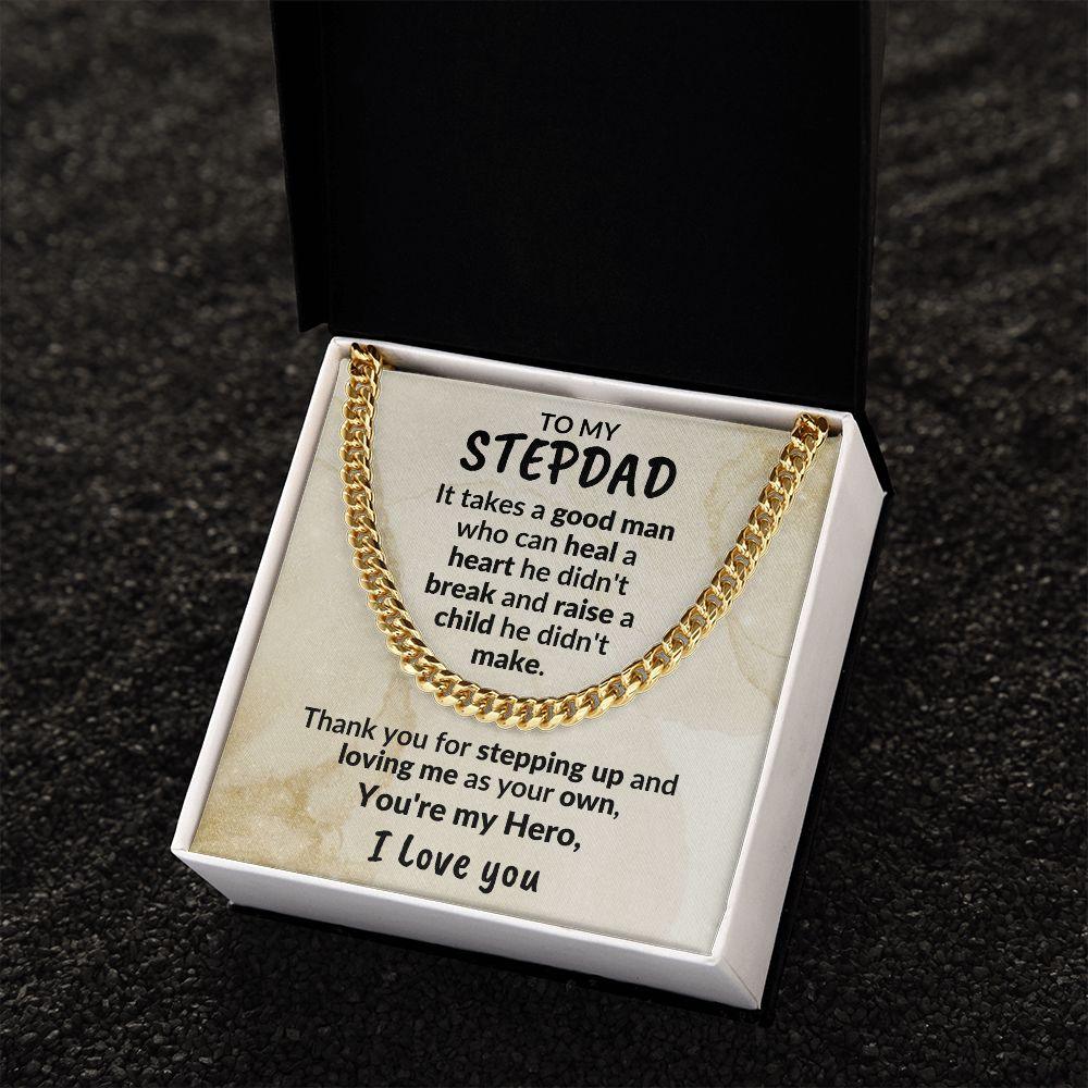 Stepdad Gift - You're My Hero Cuban Link Necklace - Mallard Moon Gift Shop