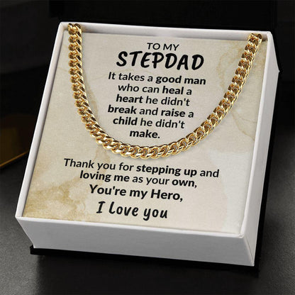 Stepdad Gift - You're My Hero Cuban Link Necklace - Mallard Moon Gift Shop