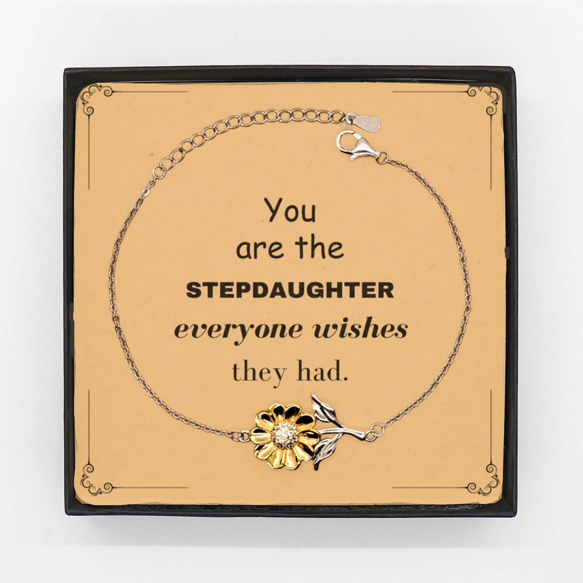 Stepdaughter Sunflower Bracelet, Everyone wishes they had, Inspirational Bracelet For Stepdaughter, Stepdaughter Gifts, Birthday Christmas Unique Gifts For Stepdaughter - Mallard Moon Gift Shop