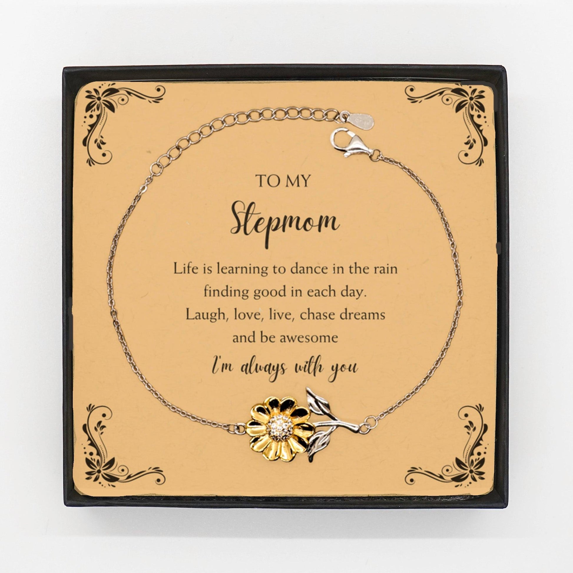 Stepmom Christmas Perfect Gifts, Stepmom Sunflower Bracelet, Motivational  Stepmom Message Card Gifts, Birthday Gifts For Stepmom,