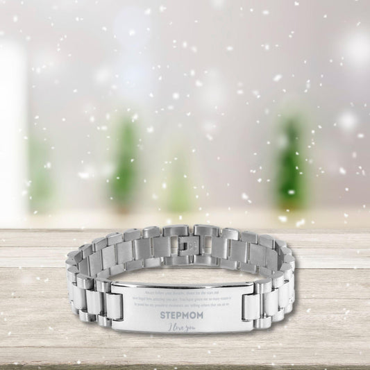 Stepmom Ladder Stainless Steel Engraved Bracelet - Always Follow your Dreams - Birthday, Christmas Holiday Jewelry Gift - Mallard Moon Gift Shop