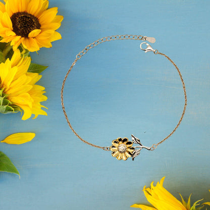 Stepmom Long Distance Relationship Gifts, No matter the miles that separate us, Cute Love Sunflower Bracelet For Stepmom, Birthday Christmas Unique Gifts For Stepmom - Mallard Moon Gift Shop