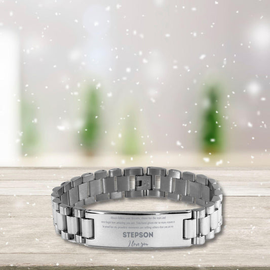 Stepson Ladder Stainless Steel Engraved Bracelet - Always Follow your Dreams - Birthday, Christmas Holiday Jewelry Gift - Mallard Moon Gift Shop