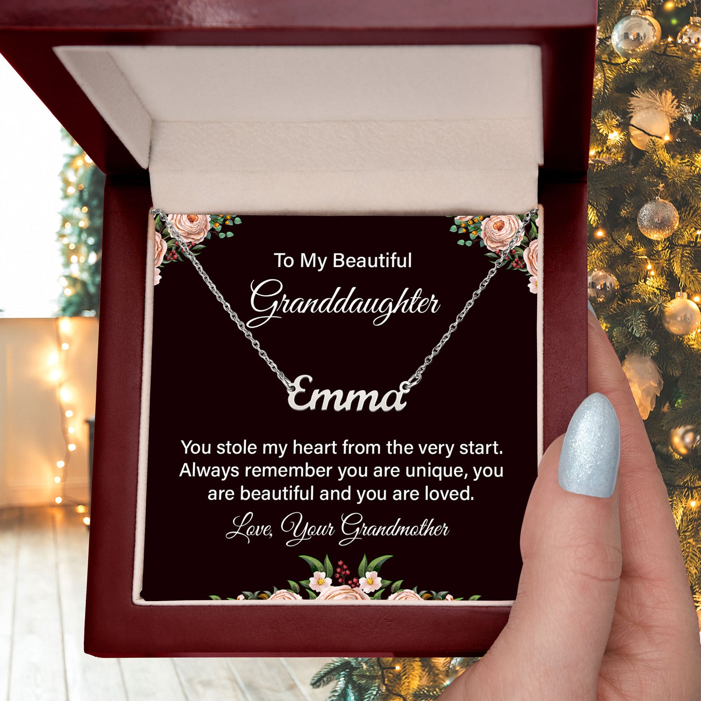 To My Beautiful Granddaughter - You are Unique - Personalized Name Necklace