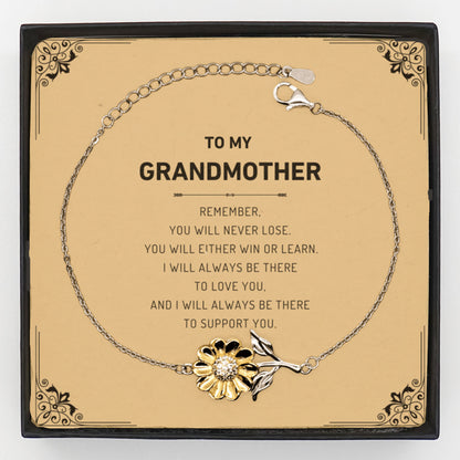 Grandmother Gifts, To My Grandmother Remember, you will never lose. You will either WIN or LEARN, Keepsake Sunflower Bracelet Birthday Christmas Gifts Ideas