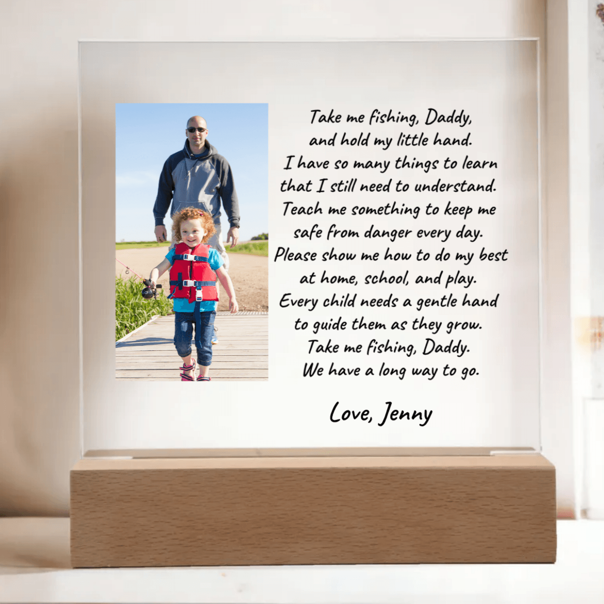 Take Me Fishing Daddy Photo Upload Personalized Acrylic Plaque - Mallard Moon Gift Shop