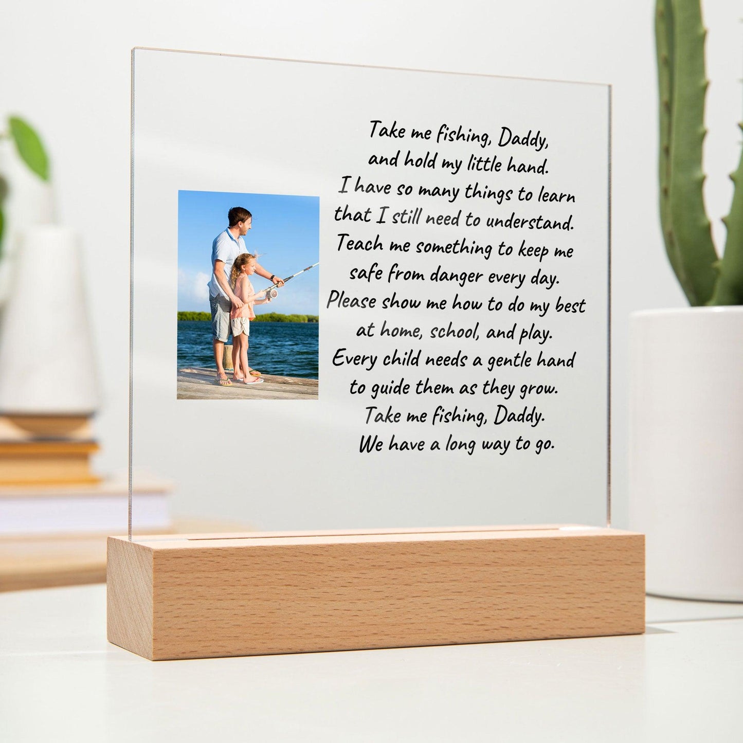 Take Me Fishing Daddy Photo Upload Personalized Acrylic Plaque - Mallard Moon Gift Shop