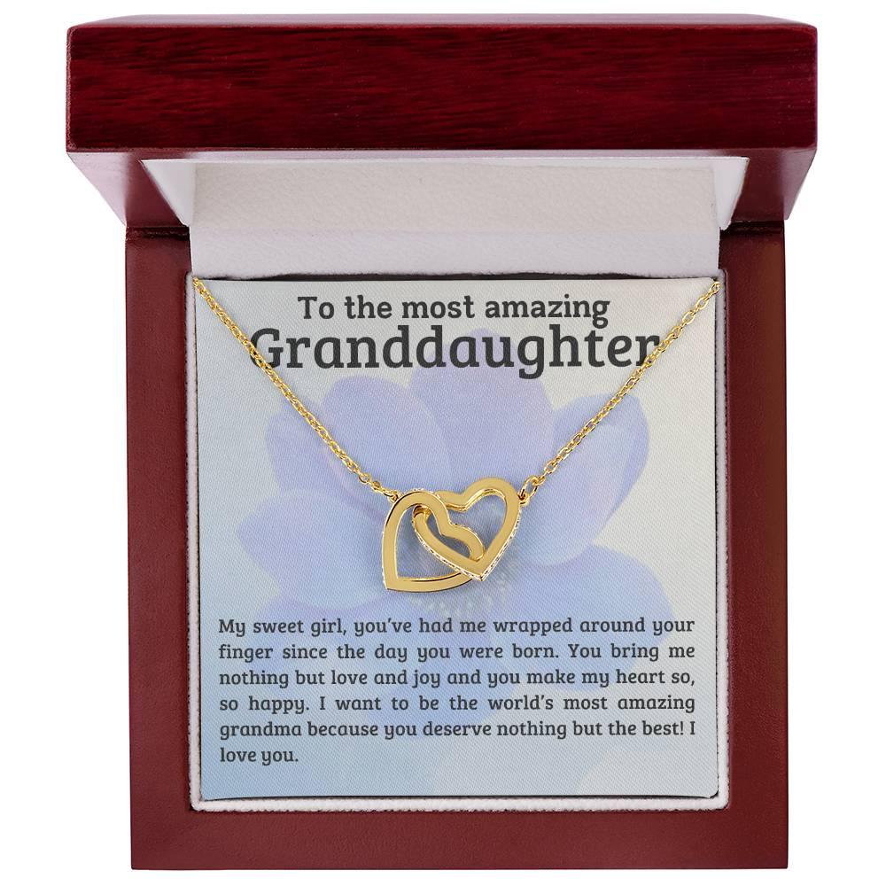 To My Amazing Granddaughter - You Bring Me Love and Joy - Personalized Interlocking Hearts Pendant Necklace - Mallard Moon Gift Shop