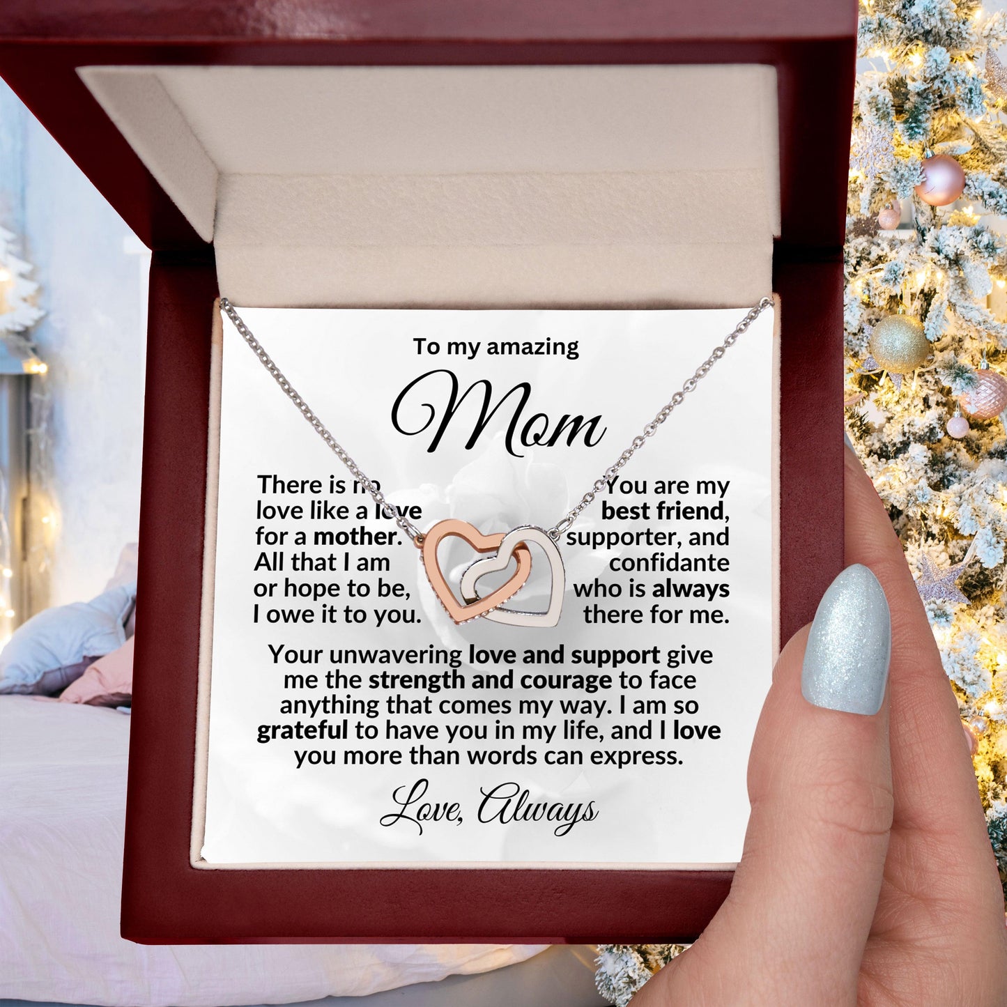 To my Amazing Mom - You are my Best Friend - Love Knot Pendant Necklace with Heartfelt Message - Mallard Moon Gift Shop