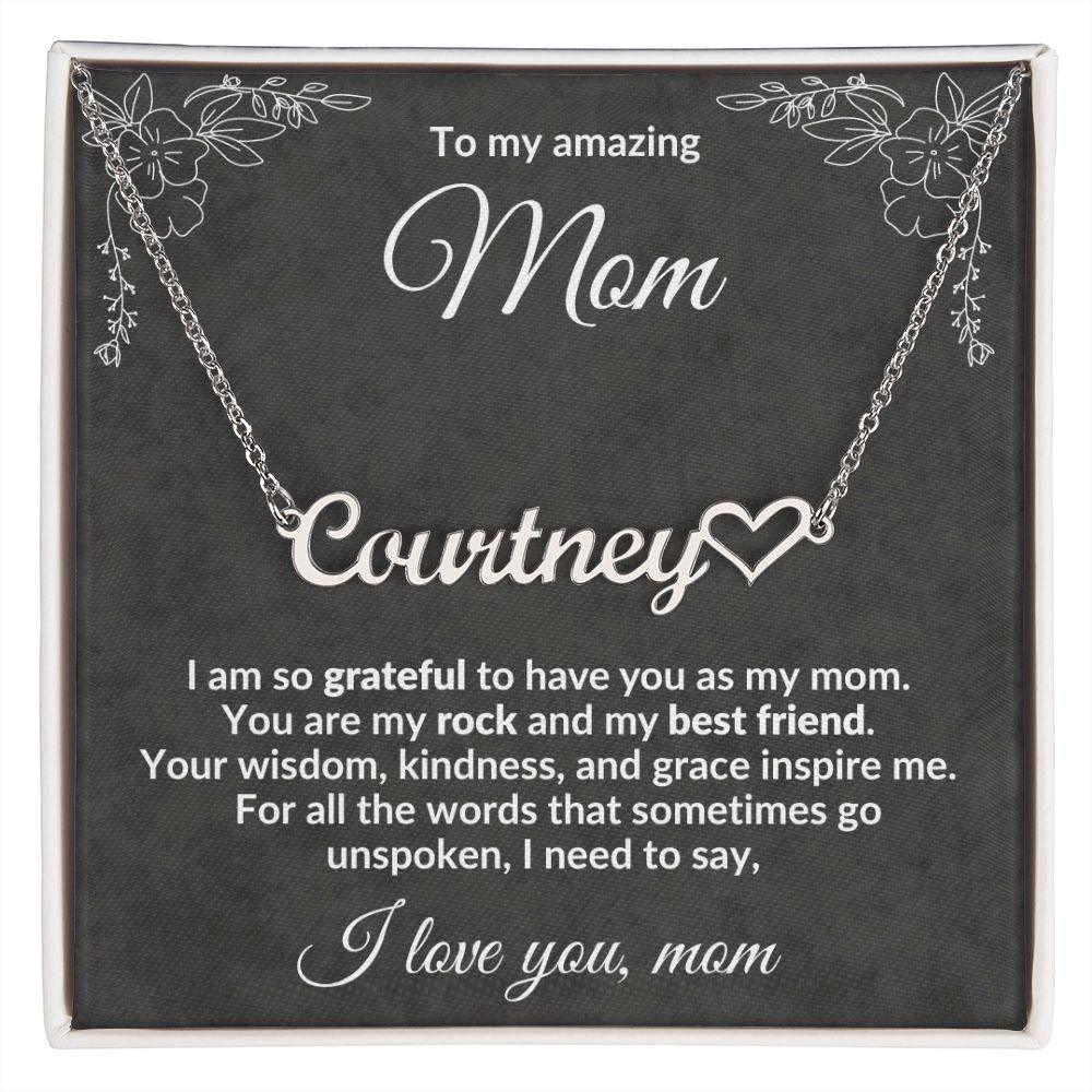 To my Amazing Mom, You Inspire Me - Heart Name Necklace - Mallard Moon Gift Shop