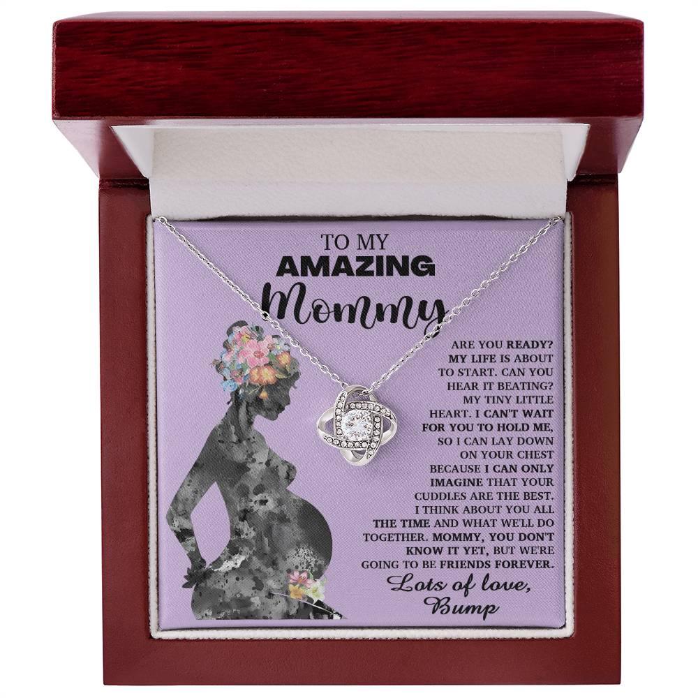 To My Amazing Mommy to Be Can You Hear My Tiny Little Heart - Love Knot Necklace - Mallard Moon Gift Shop