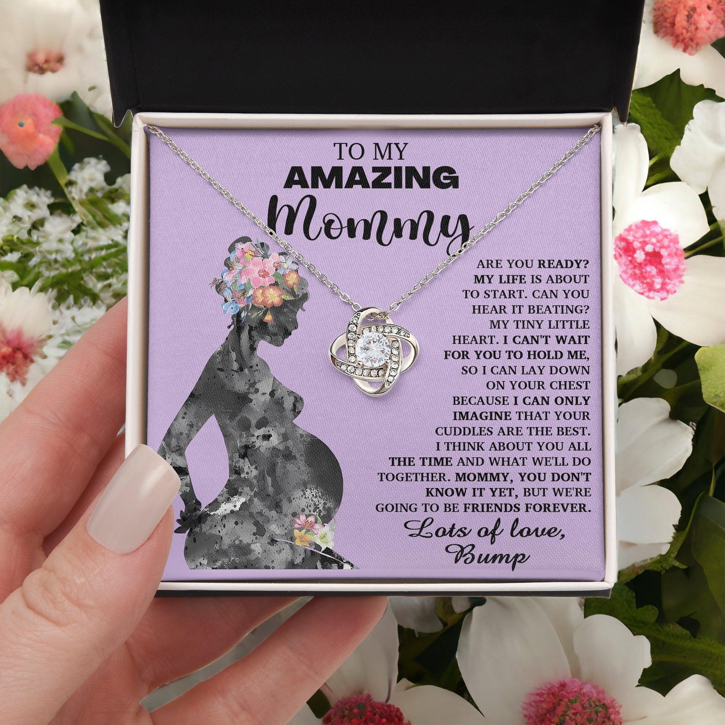 To My Amazing Mommy to Be Can You Hear My Tiny Little Heart - Love Knot Necklace - Mallard Moon Gift Shop