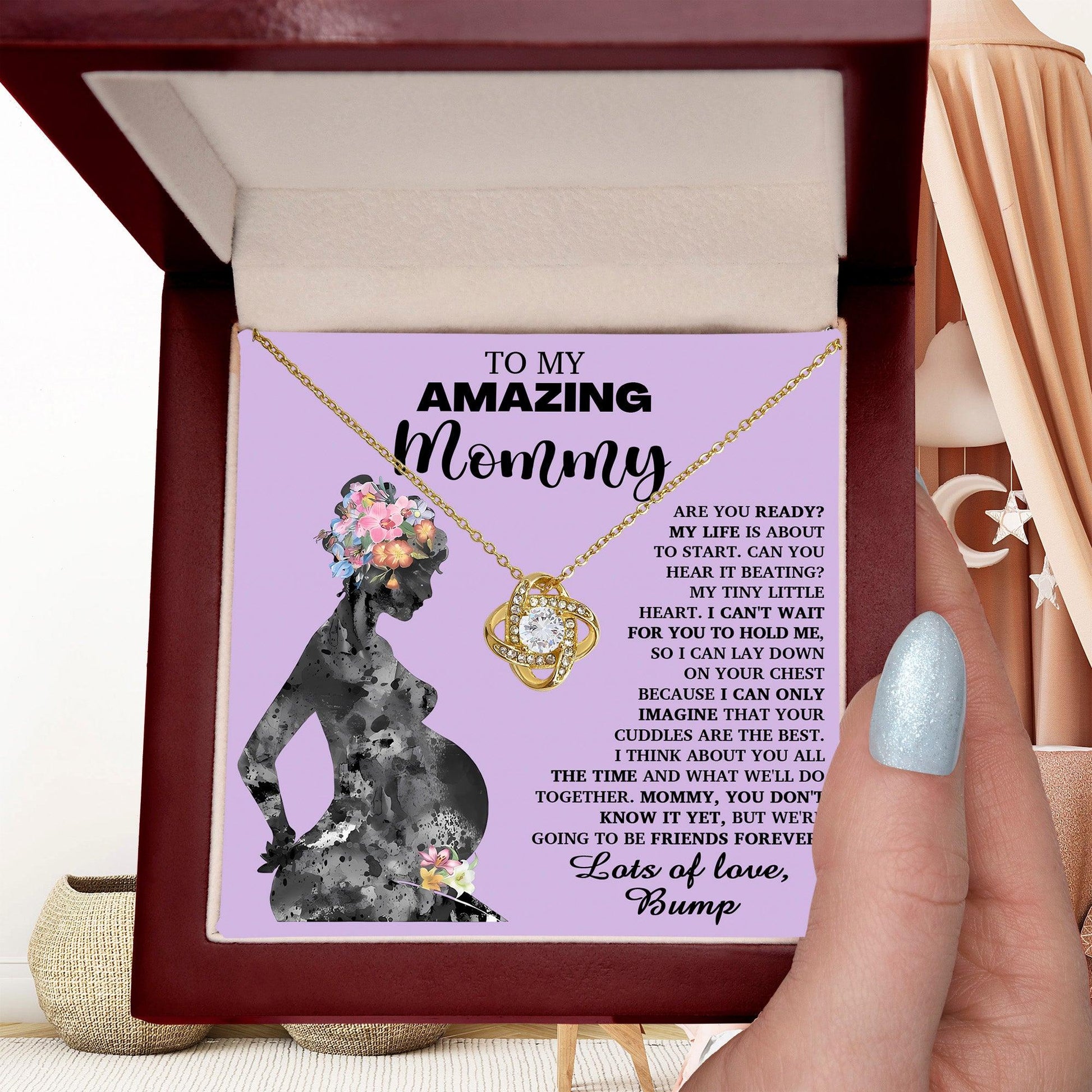 To My Amazing Mommy to Be Can You Hear My Tiny Little Heart - Love Knot Necklace - Mallard Moon Gift Shop