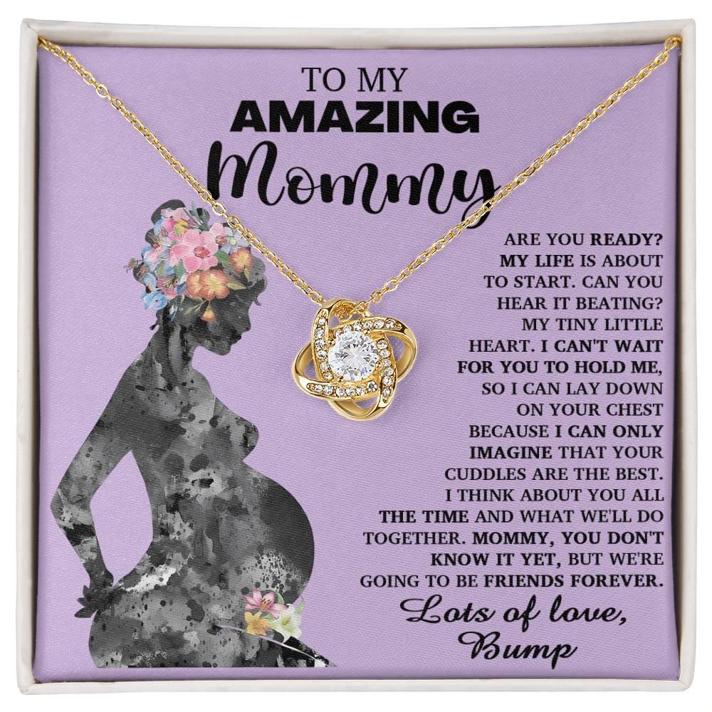 To My Amazing Mommy to Be Can You Hear My Tiny Little Heart - Love Knot Necklace - Mallard Moon Gift Shop