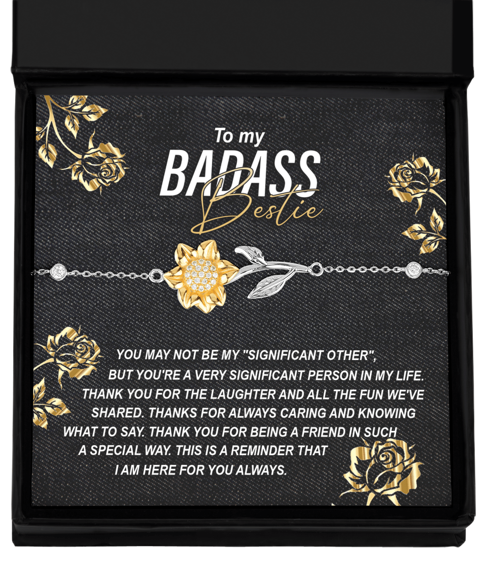 To My Badass Bestie Thank You For the Laughter and Fun Sunflower Bracelet - Mallard Moon Gift Shop