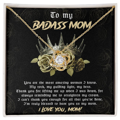 To My Badass Mom You are My Rock Love Knot Necklace - Mallard Moon Gift Shop