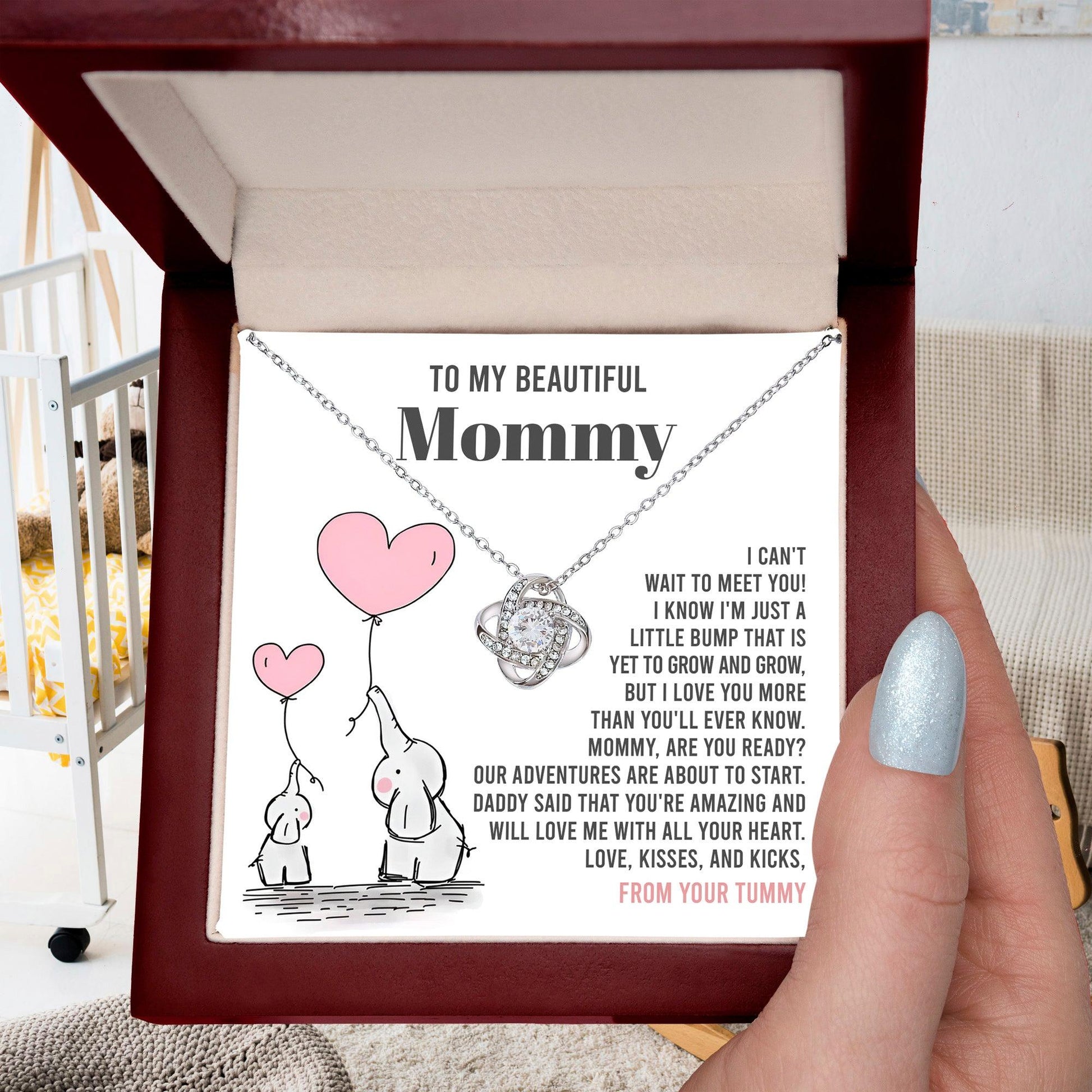 To My Beautiful Mommy - Love Me With All Your Heart - Love Knot Necklace - Mallard Moon Gift Shop