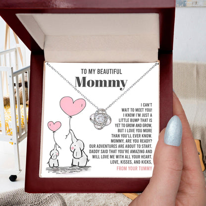 To My Beautiful Mommy - Love Me With All Your Heart - Love Knot Necklace - Mallard Moon Gift Shop